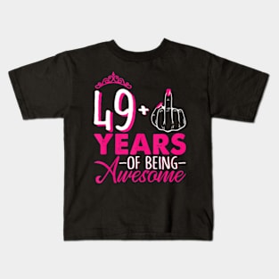 I Am 49 Plus Pink Queen Crown 49Th Birthday Kids T-Shirt